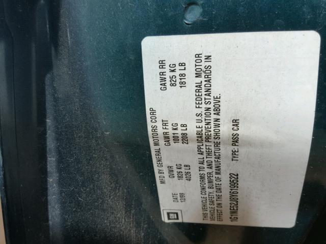 1G1NE52J8Y6199522 - 2000 CHEVROLET MALIBU LS GREEN photo 10