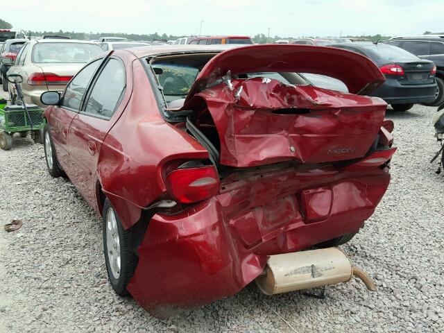 1B3ES56C43D230234 - 2003 DODGE NEON SXT RED photo 3