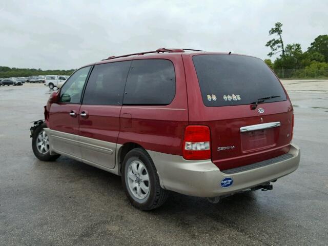 KNDUP132656660628 - 2005 KIA SEDONA EX BURGUNDY photo 3