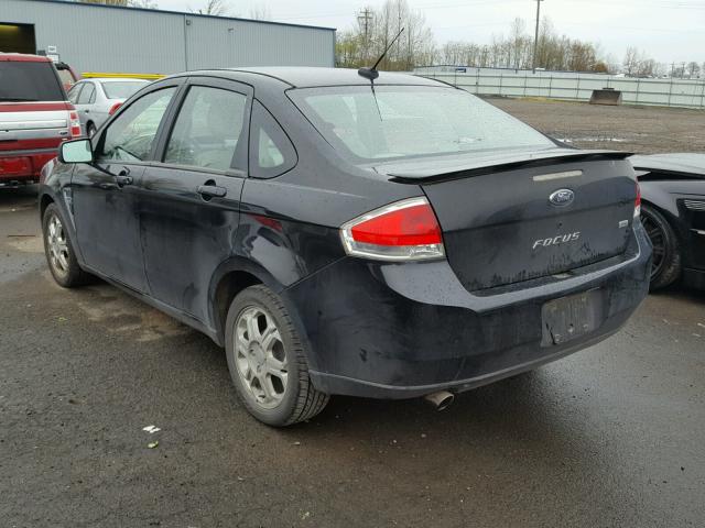 1FAHP35N08W104278 - 2008 FORD FOCUS SE BLACK photo 3