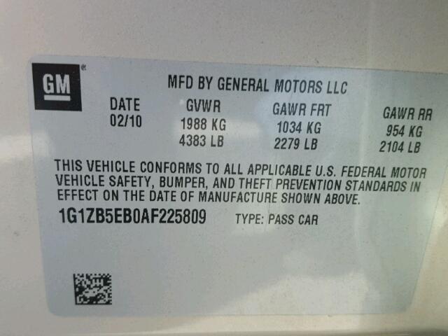 1G1ZB5EB0AF225809 - 2010 CHEVROLET MALIBU GOLD photo 10