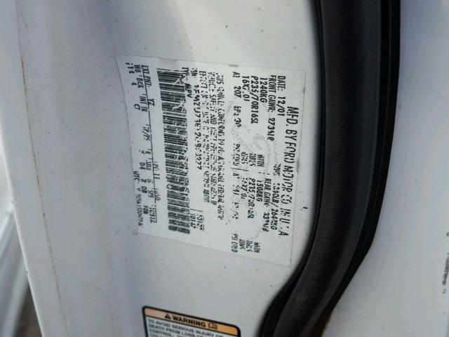 1FMZU73E12UB53277 - 2002 FORD EXPLORER X WHITE photo 10