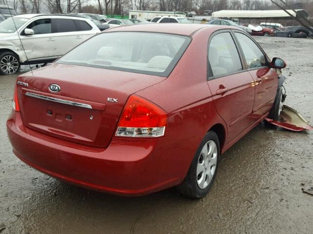 KNAFE221195600262 - 2009 KIA SPECTRA EX RED photo 4