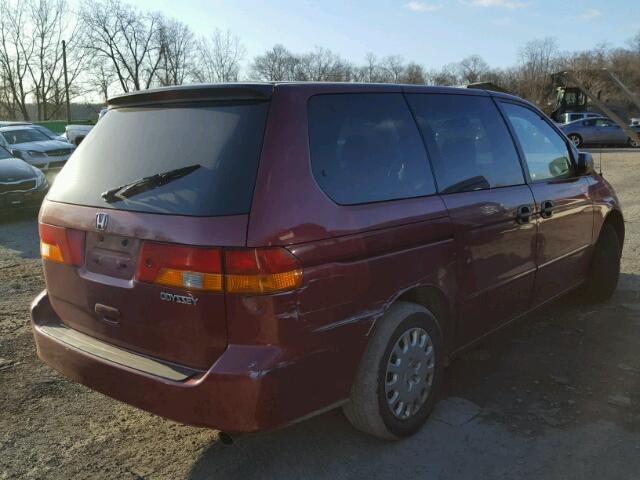 5FNRL18584B096407 - 2004 HONDA ODYSSEY LX RED photo 4