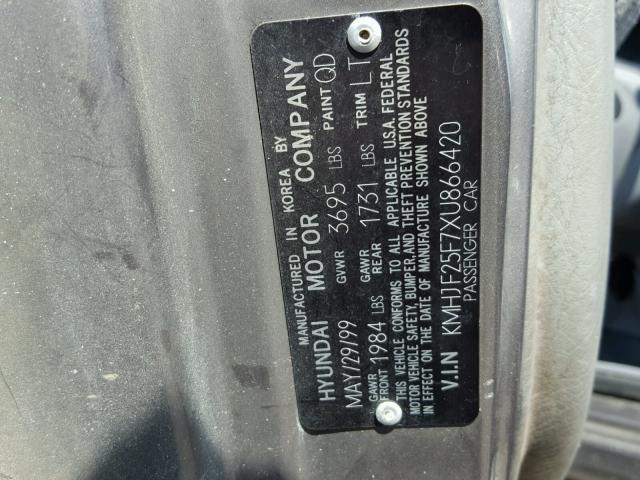 KMHJF25F7XU866420 - 1999 HYUNDAI ELANTRA BA GRAY photo 10