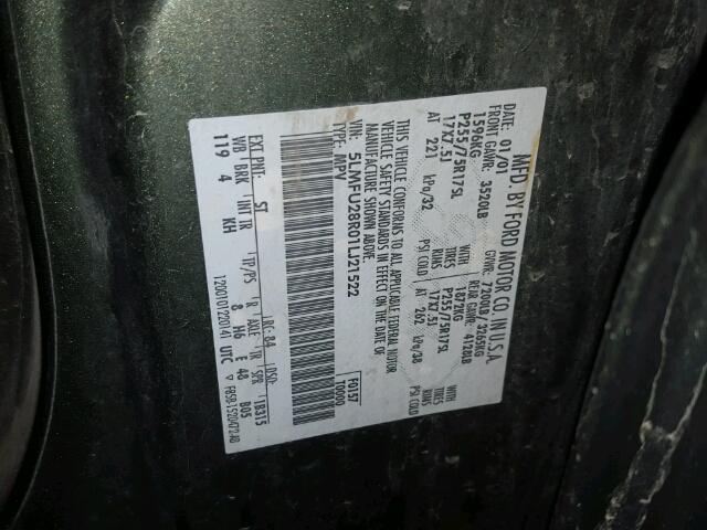 5LMFU28R01LJ21522 - 2001 LINCOLN NAVIGATOR მწვანე ფოტო 10