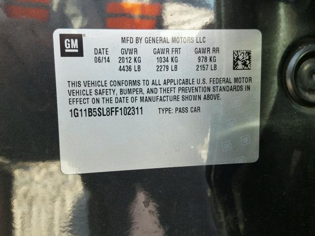 1G11B5SL8FF102311 - 2015 CHEVROLET MALIBU LS 灰色 照片 10