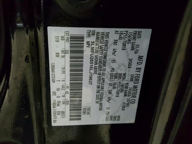 5LMFU28516LJ19637 - 2006 LINCOLN NAVIGATOR Schwarz Foto 10