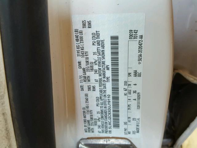 5LMCJ2C93GUJ19110 - 2016 LINCOLN MKC SELECT 白色 照片 10