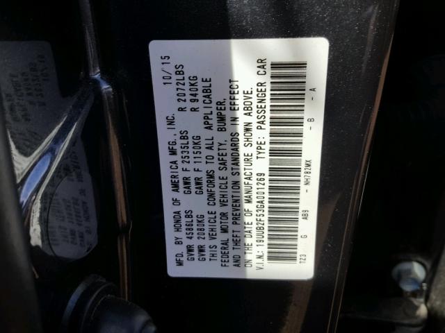 19UUB2F53GA001269 - 2016 ACURA TLX TECH GRAY photo 10