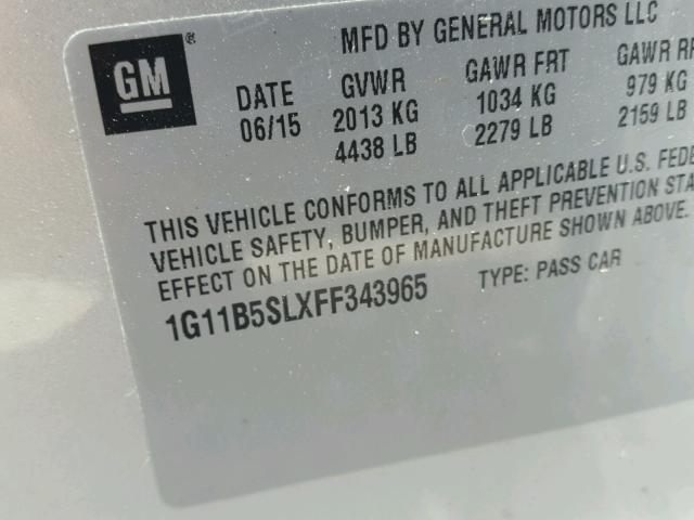 1G11B5SLXFF343965 - 2015 CHEVROLET MALIBU LS 灰色 照片 10