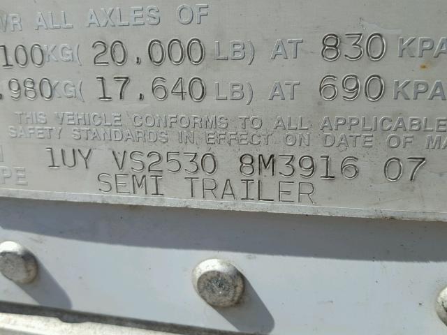1UYVS25308M391607 - 2008 UTILITY TRAILER WHITE photo 10
