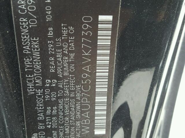 WBAUP7C59AVK77390 - 2010 BMW 128 I BLACK photo 10