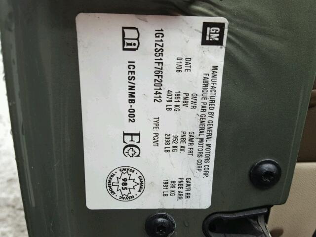 1G1ZS51F76F201412 - 2006 CHEVROLET MALIBU LS 绿色 照片 10