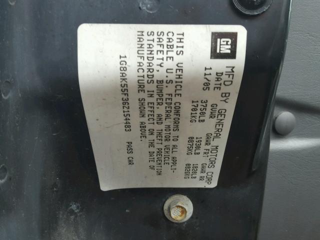 1G8AK55F36Z154483 - 2006 SATURN ION LEVEL 灰色 照片 10