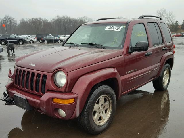 1J4GL58K43W589963 - 2003 JEEP LIBERTY LI MAROON photo 2