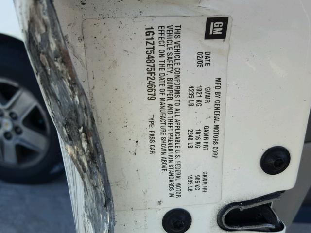 1G1ZT54875F246679 - 2005 CHEVROLET MALIBU LS თეთრი ფოტო 10
