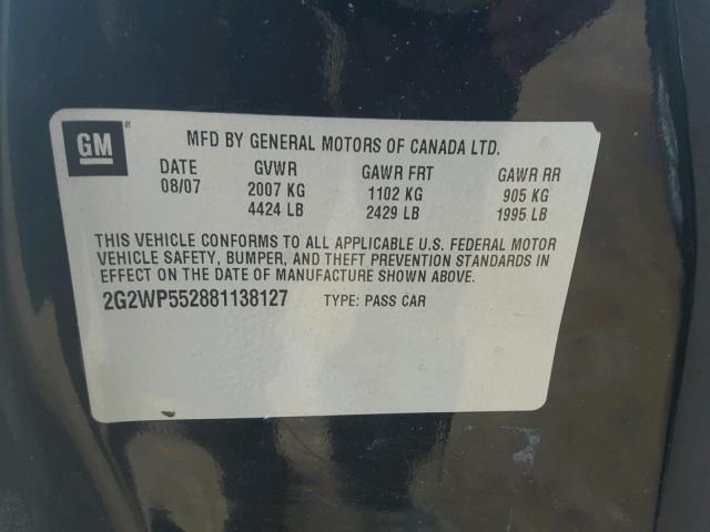 2G2WP552881138127 - 2008 PONTIAC GRAND PRIX Qara foto 10