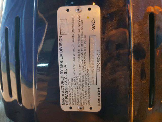 ZD4VAC0009S000834 - 2009 APRILIA SCARABEO 1 蓝色 照片 10