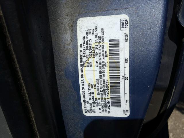 4N2XN11T5YD809235 - 2000 NISSAN QUEST SE BLUE photo 10