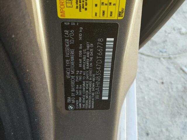 WBAHN83547DT66778 - 2007 BMW 750 GRAY photo 10