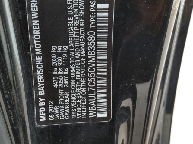 WBAUL7C55CVM83580 - 2012 BMW 128 I BLACK photo 10