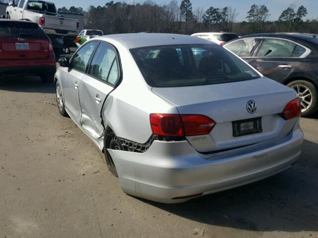3VW2K7AJ3EM331594 - 2014 VOLKSWAGEN JETTA BASE SILVER photo 3