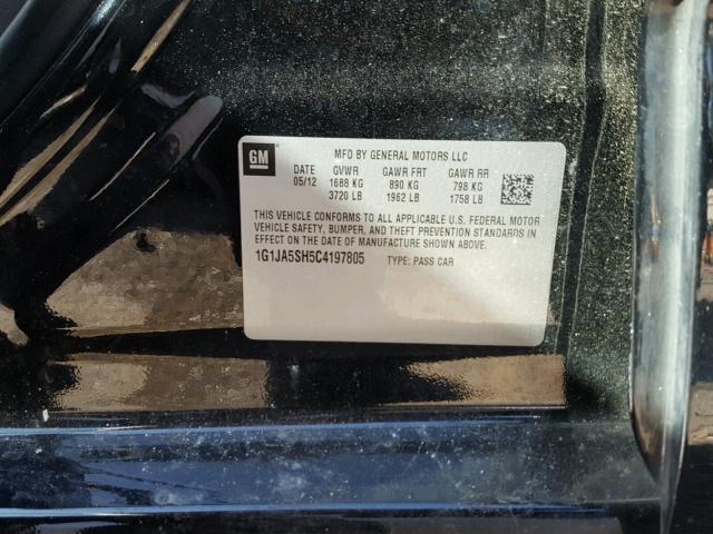 1G1JA5SH5C4197805 - 2012 CHEVROLET SONIC LS 黑色 照片 10