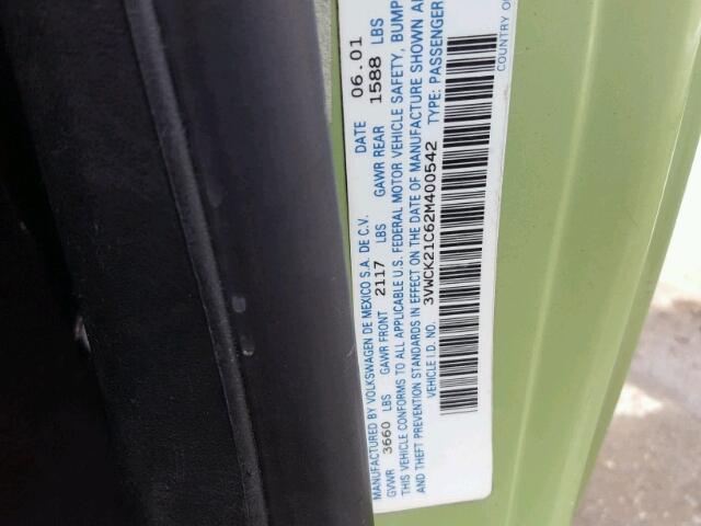 3VWCK21C62M400542 - 2002 VOLKSWAGEN NEW BEETLE 绿色 照片 10