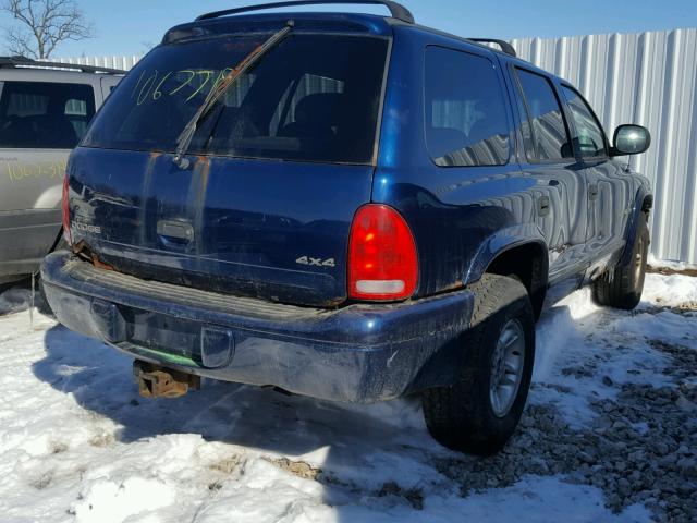 1B4HS28NXYF122489 - 2000 DODGE DURANGO BLUE photo 4