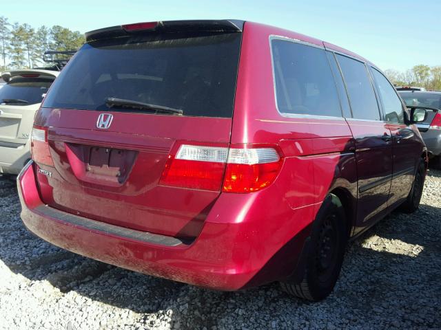 5FNRL38216B021214 - 2006 HONDA ODYSSEY LX BURGUNDY photo 4