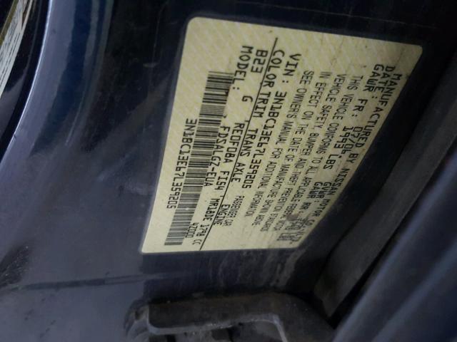 3N1BC13E67L359205 - 2007 NISSAN VERSA S BLUE photo 10