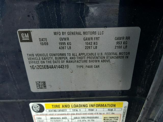 1G1ZC5EB4A4144319 - 2010 CHEVROLET MALIBU 1LT 蓝色 照片 10