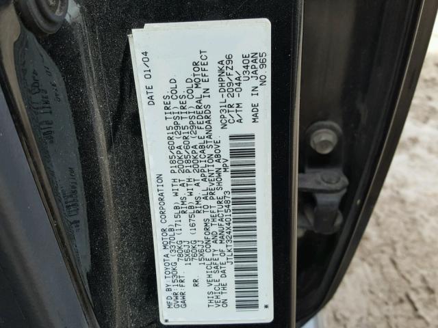 JTLKT324X40154873 - 2004 TOYOTA SCION XB BLACK photo 10