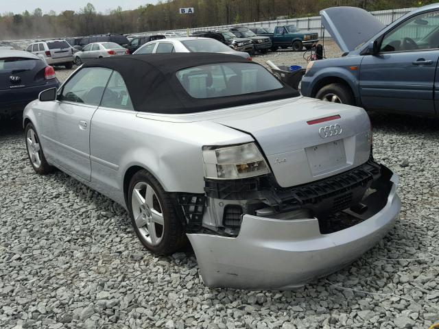 WAUDT48H15K002147 - 2005 AUDI A4 QUATTRO SILVER photo 3