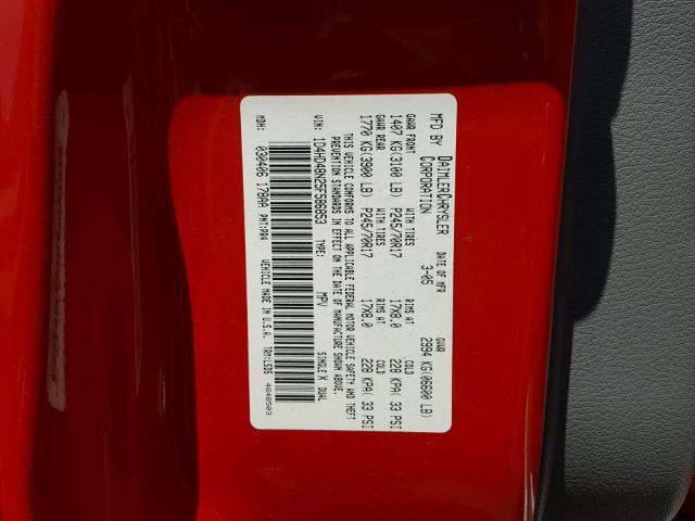 1D4HD48N25F586853 - 2005 DODGE DURANGO SL RED photo 10