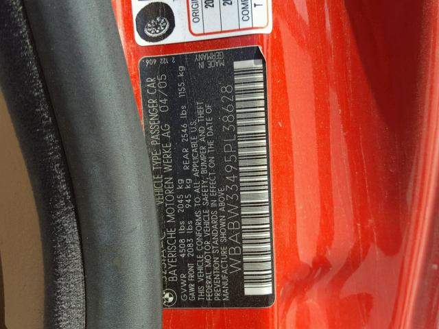 WBABW33495PL38628 - 2005 BMW 325 CI RED photo 10