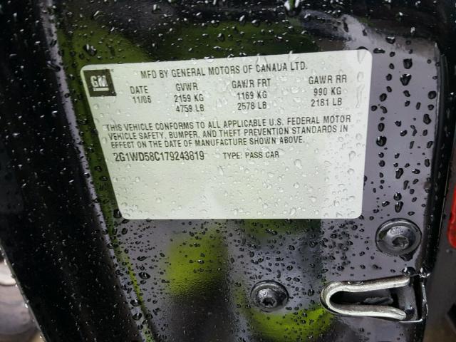 2G1WD58C179243819 - 2007 CHEVROLET IMPALA SUP 黑色 照片 10