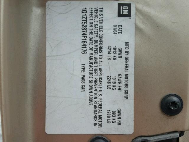 1G1ZT52874F164176 - 2004 CHEVROLET MALIBU LS 金色 照片 10