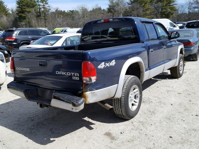 1D7HG48N03S317975 - 2003 DODGE DAKOTA QUA BLUE photo 4