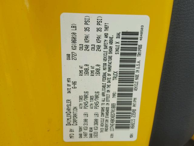 1D7HE48KX6S701889 - 2006 DODGE DAKOTA QUA YELLOW photo 10