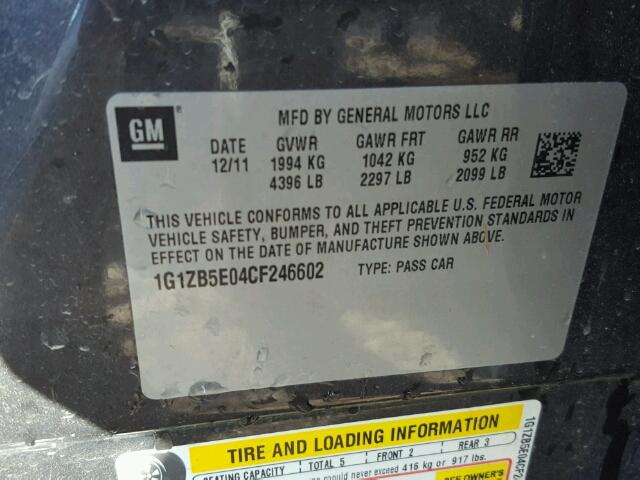 1G1ZB5E04CF246602 - 2012 CHEVROLET MALIBU LS Grafit foto 10