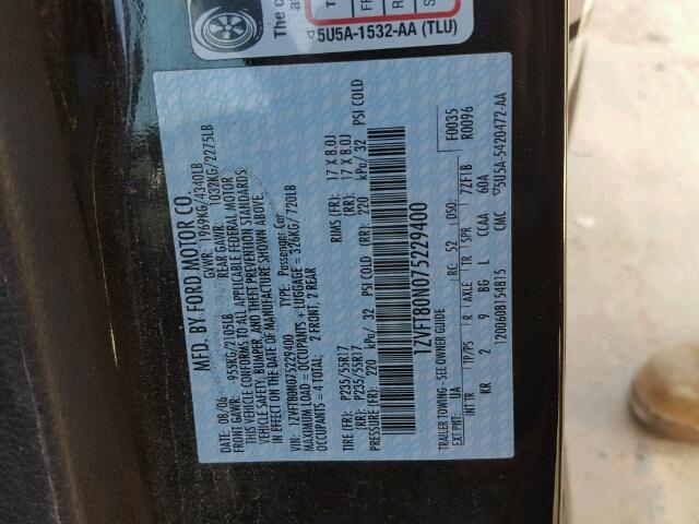 1ZVFT80N075229400 - 2007 FORD MUSTANG BLACK photo 10