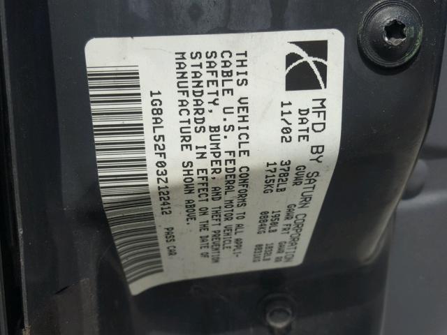 1G8AL52F03Z122412 - 2003 SATURN ION LEVEL შავი ფოტო 10