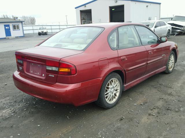 4S3BE656727201236 - 2002 SUBARU LEGACY GT RED photo 4