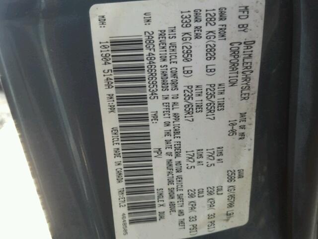 2A8GF48466R695345 - 2006 CHRYSLER PACIFICA 蓝色 照片 10