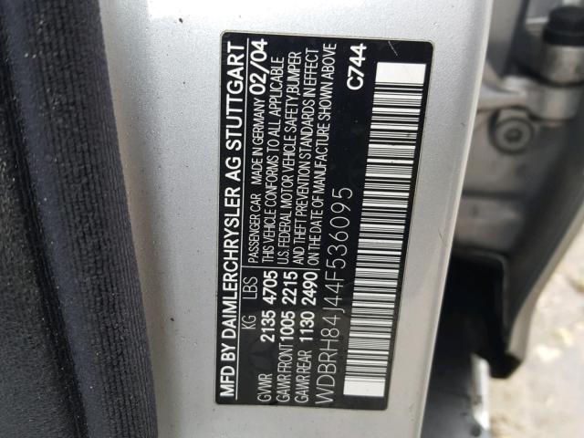 WDBRH84J44F536095 - 2004 MERCEDES-BENZ C 320 4MAT SILVER photo 10