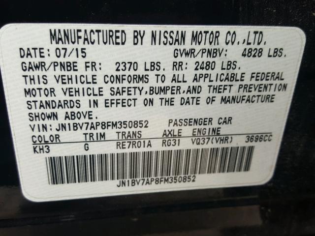 JN1BV7AP8FM350852 - 2015 INFINITI Q50 BASE Negro foto 10