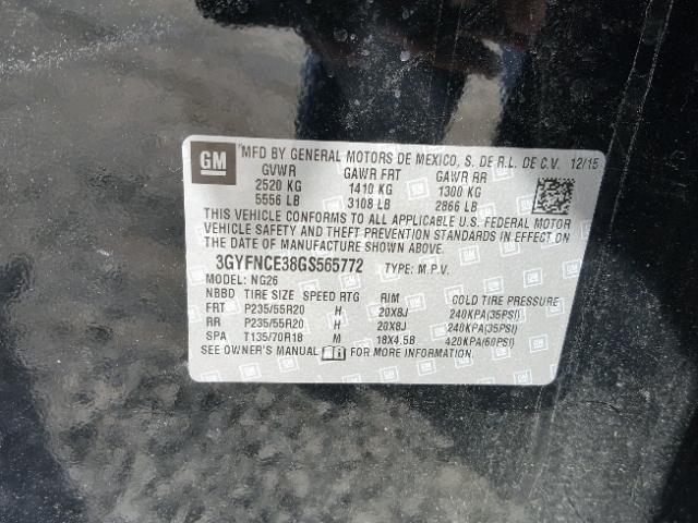 3GYFNCE38GS565772 - 2016 CADILLAC SRX PERFOR 黑色 照片 10