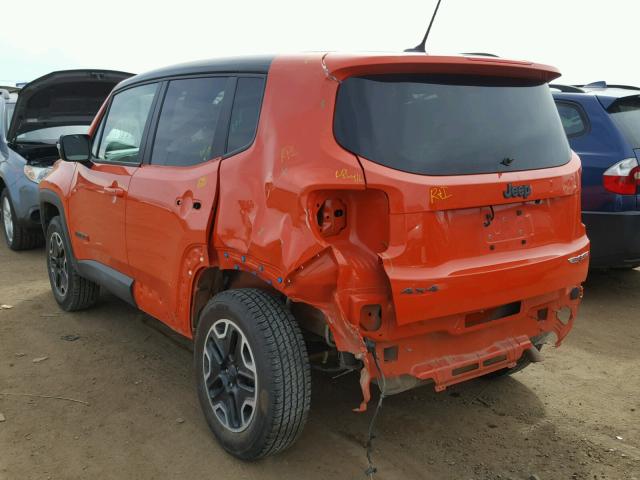 ZACCJBCB4HPF18640 - 2017 JEEP RENEGADE T ORANGE photo 3